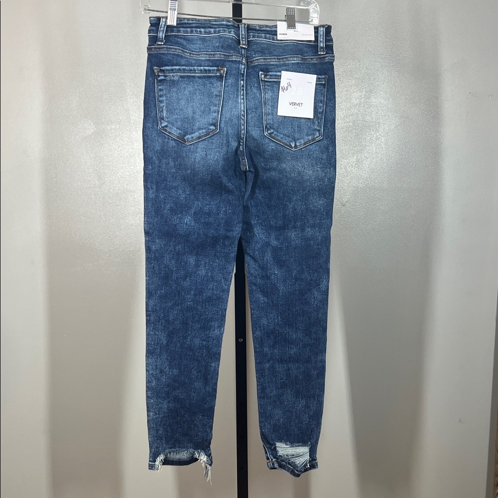 Skinny High-Rise Button-Fly Jeans - Dark Blue - Picture 2 of 8